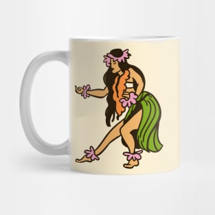 Vintage Hawaiian Hula Dancer Cartoon // Retro Hula Girl B Mug